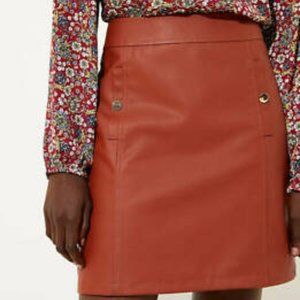 LOFT Rust Faux Leather Skirt NWT